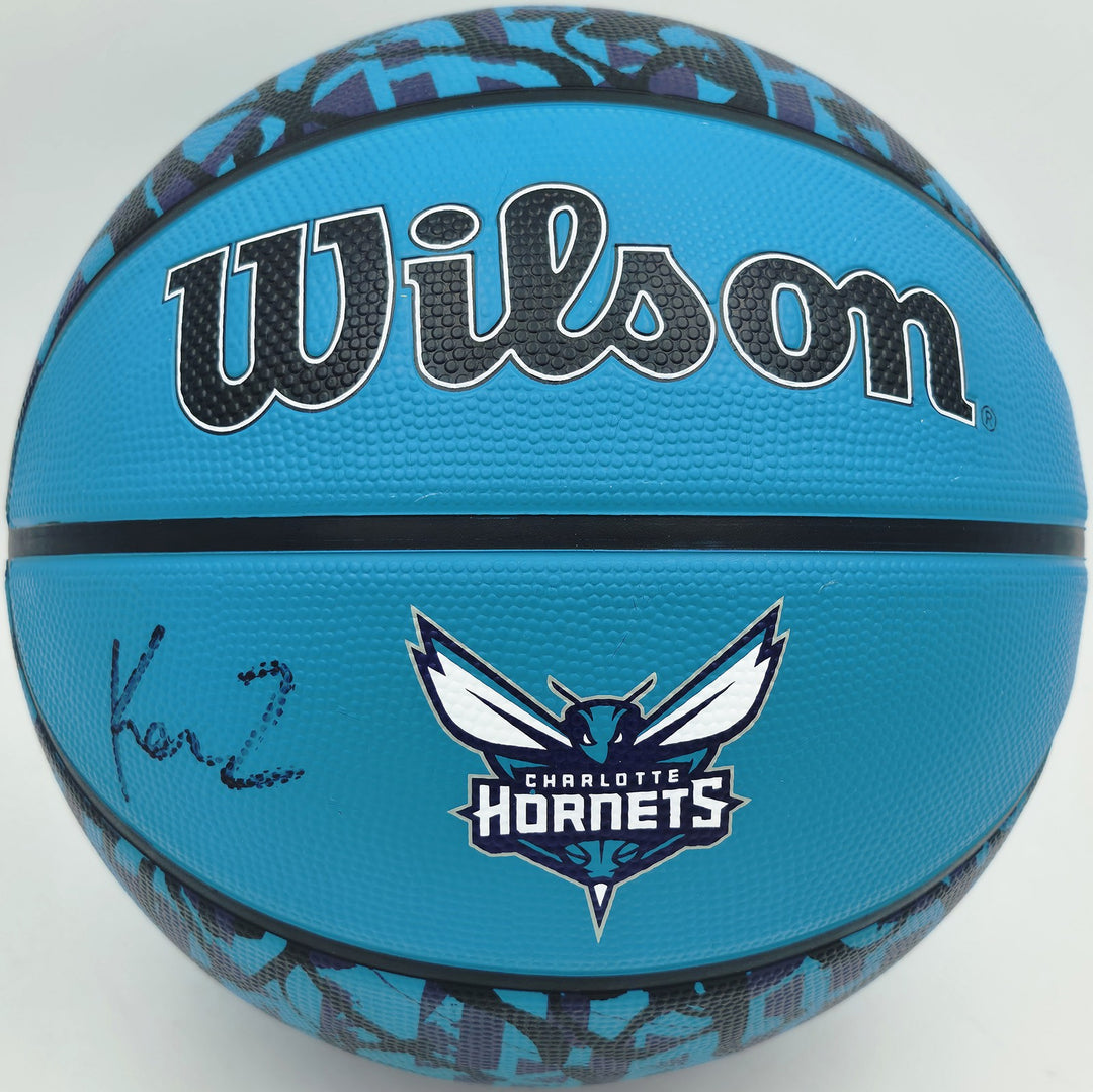 Kon Knueppel Signed Hornets Purple Graffiti Logo Basketball Fanatics Holo