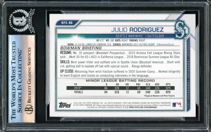 Julio Rodriguez Signed 2021 Bowman 1st Edition RC #BFE86 Mariners Beckett