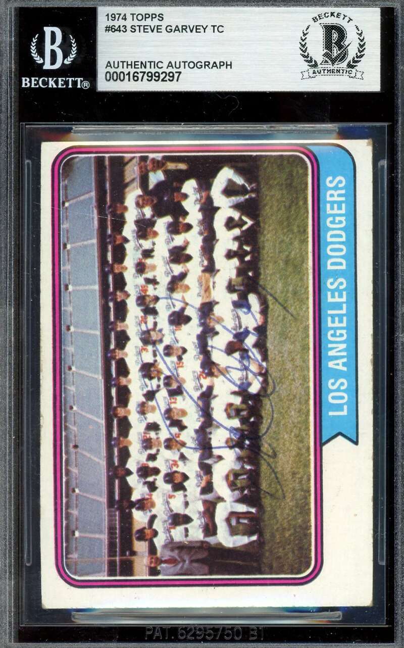 Steve Garvey Beckett BAS Vintage Signed 1974 Topps Team Autograph