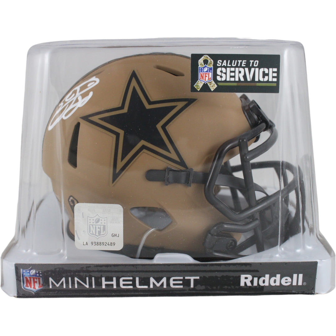 Emmitt Smith Autographed Dallas Cowboys 23 Salute Mini Helmet Beckett 50836