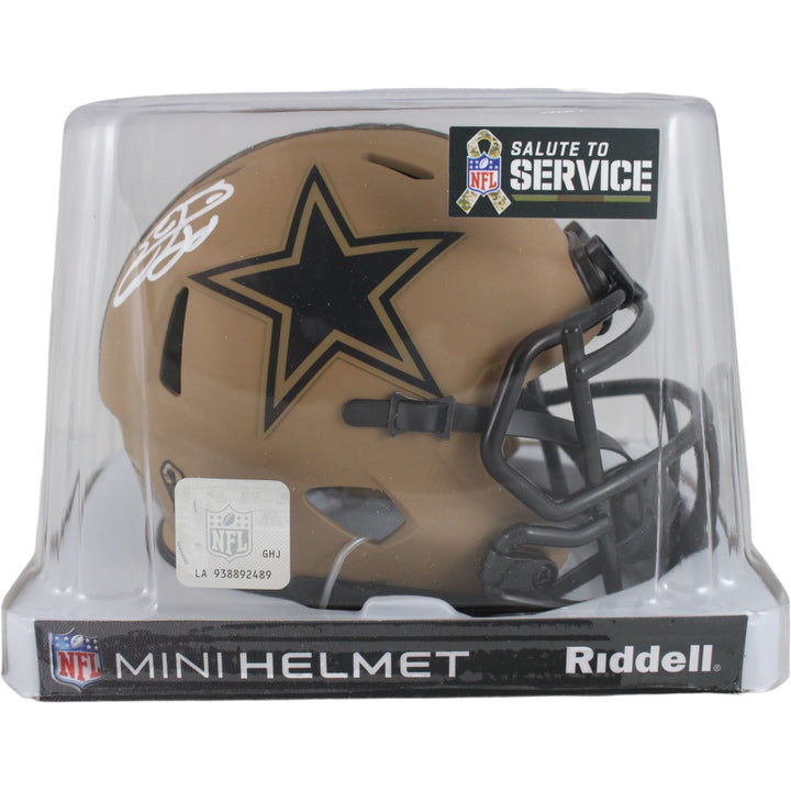 Emmitt Smith Autographed Dallas Cowboys 23 Salute Mini Helmet Beckett 50836