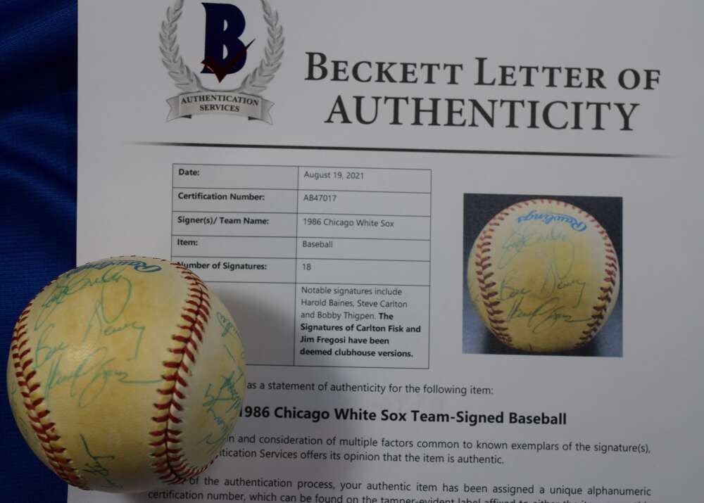 1986 Chicago White Sox Beckett Loa American League Signed By 18 BasebaLL