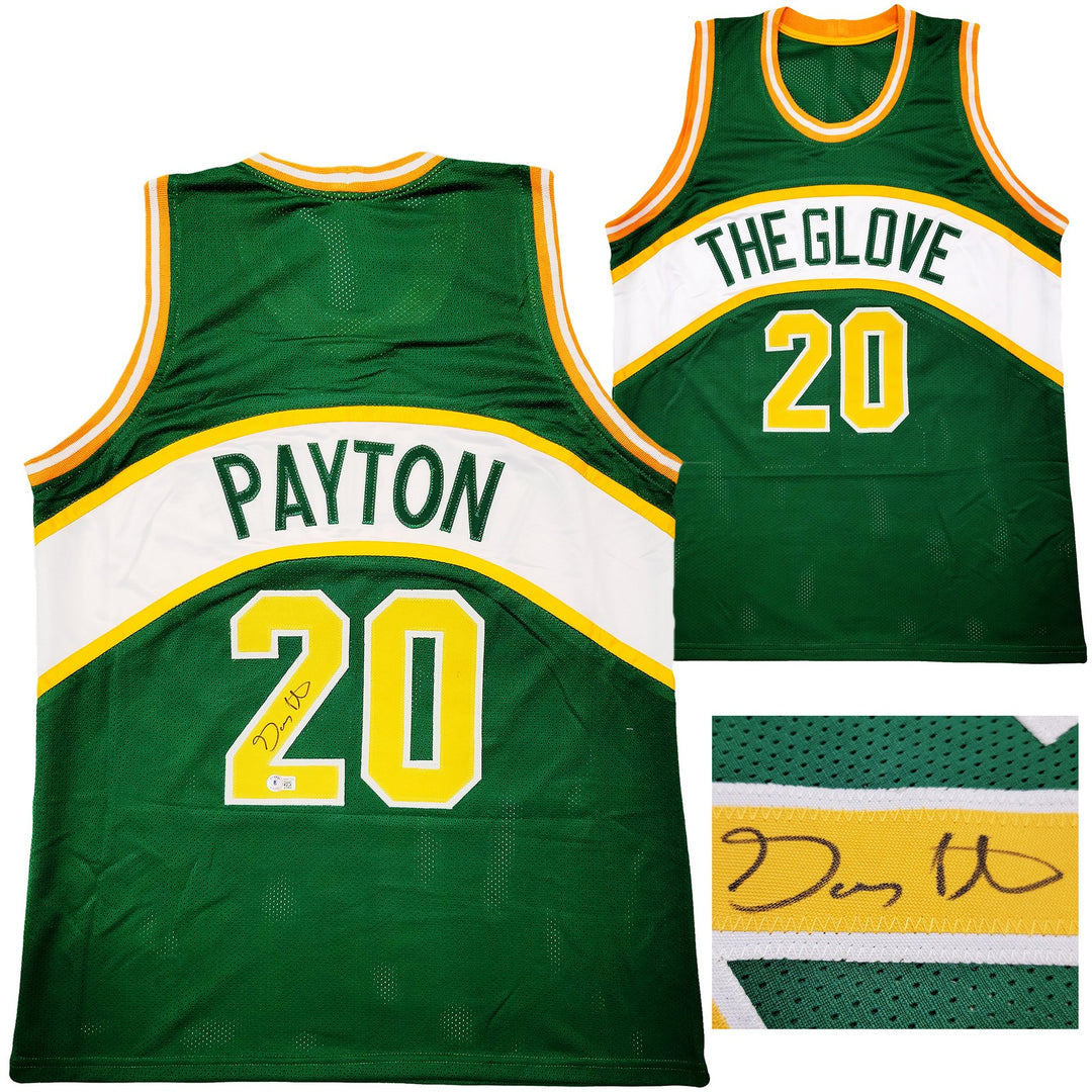 Seattle Supersonics Gary Payton Signed Green Jersey Beckett