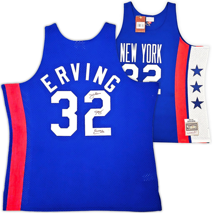 ABA Nets Julius Dr J Erving Auto Blue Mitchell Ness 73 Swingman Jersey 2X BAS