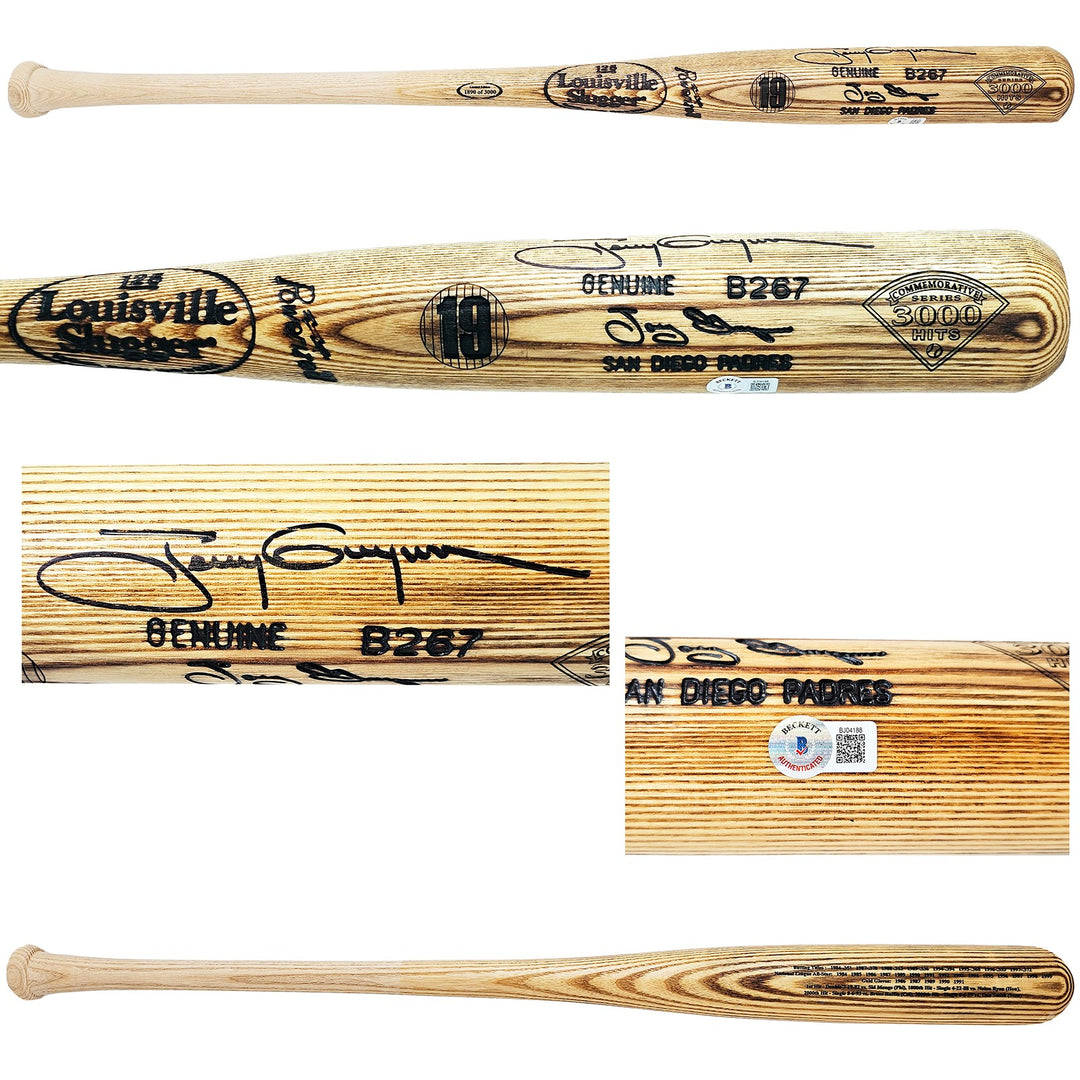 Tony Gwynn Signed Blonde L Slugger 3000th Hit Bat Padres #/3000 Beckett