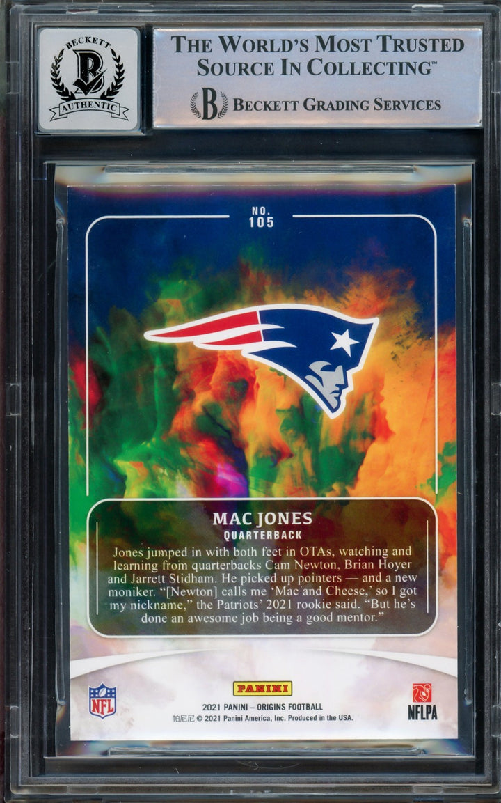 Mac Jones Signed 2021 Panini Origins RC 105A Patriots BGS 9 Auto 10 Beckett