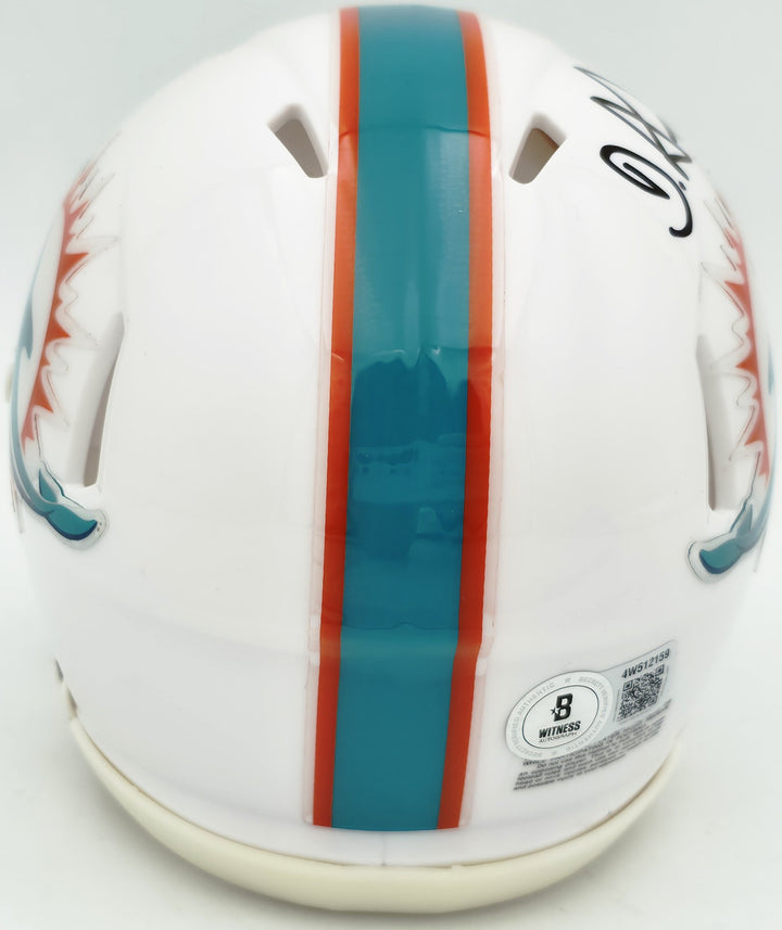 De'Von Achane Signed Miami Dolphins White Speed Mini Helmet Beckett Witness