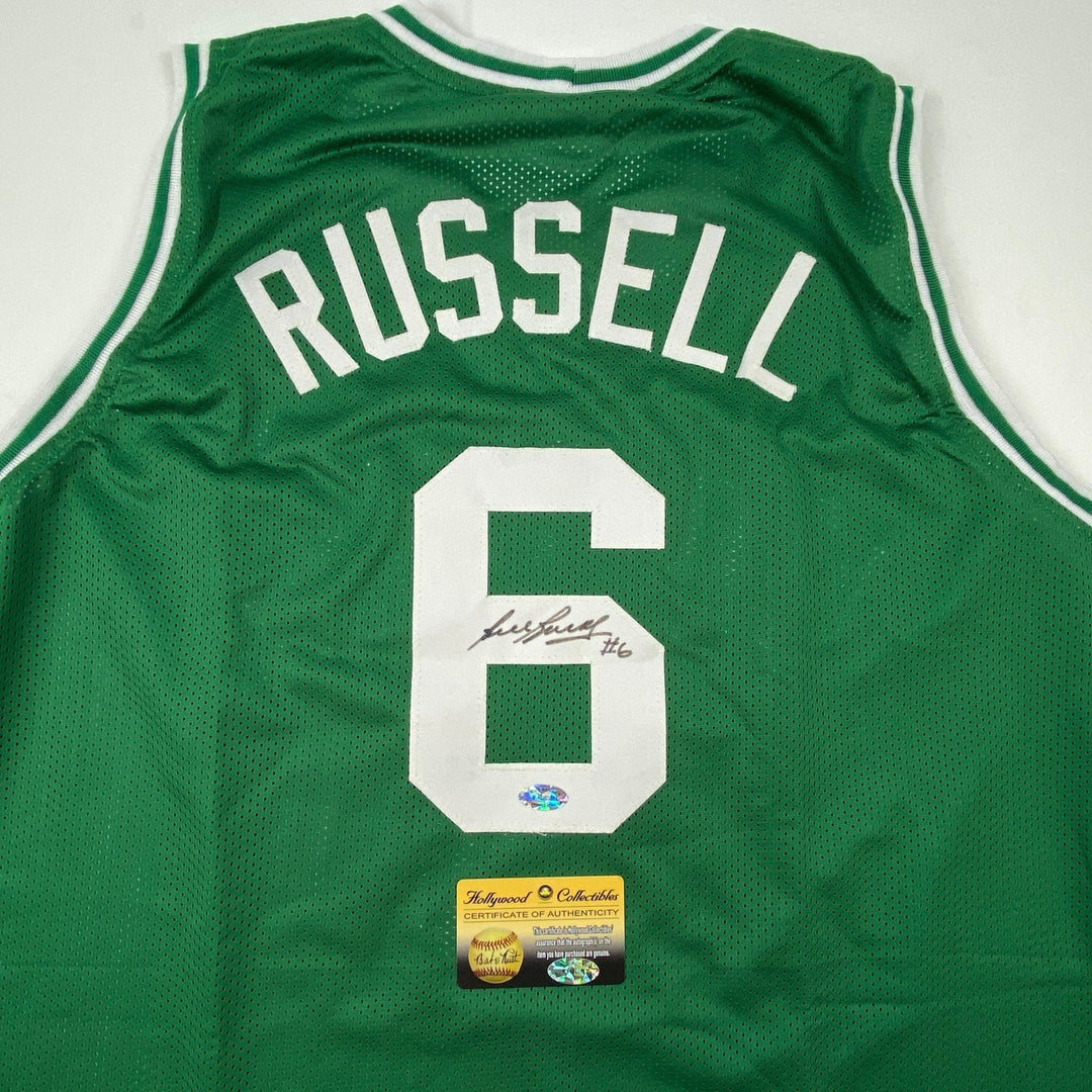 Signed Bill Russell Boston Green Jersey Hollywood Collectibles COA