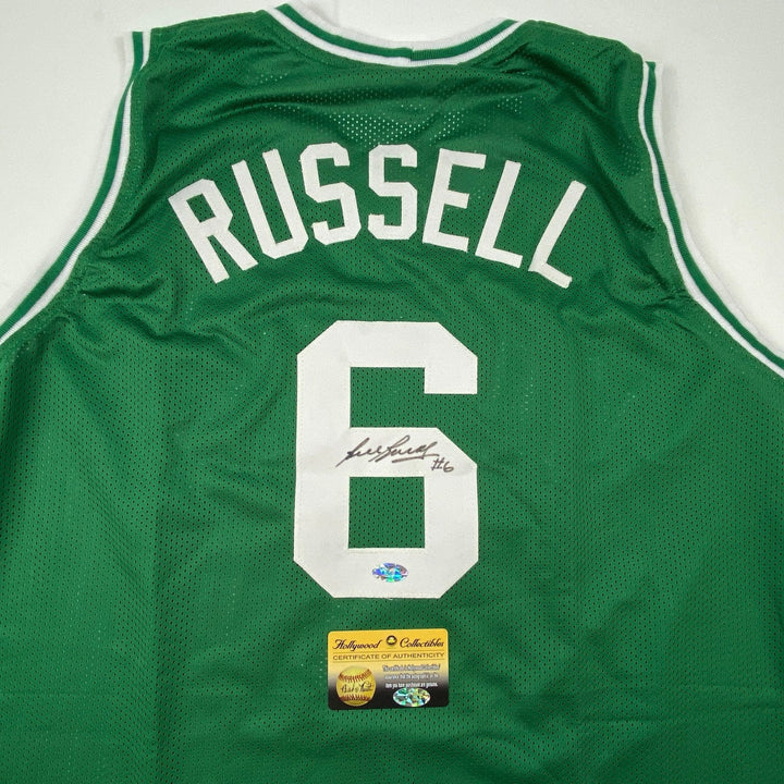 Signed Bill Russell Boston Green Jersey Hollywood Collectibles COA