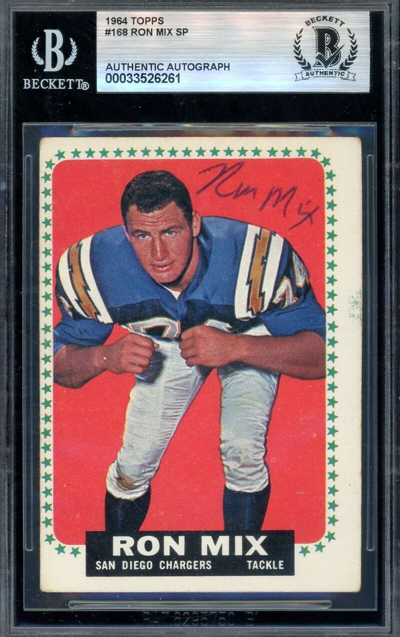 Ron Mix Beckett BAS Vintage Signed 1964 Topps Autograph