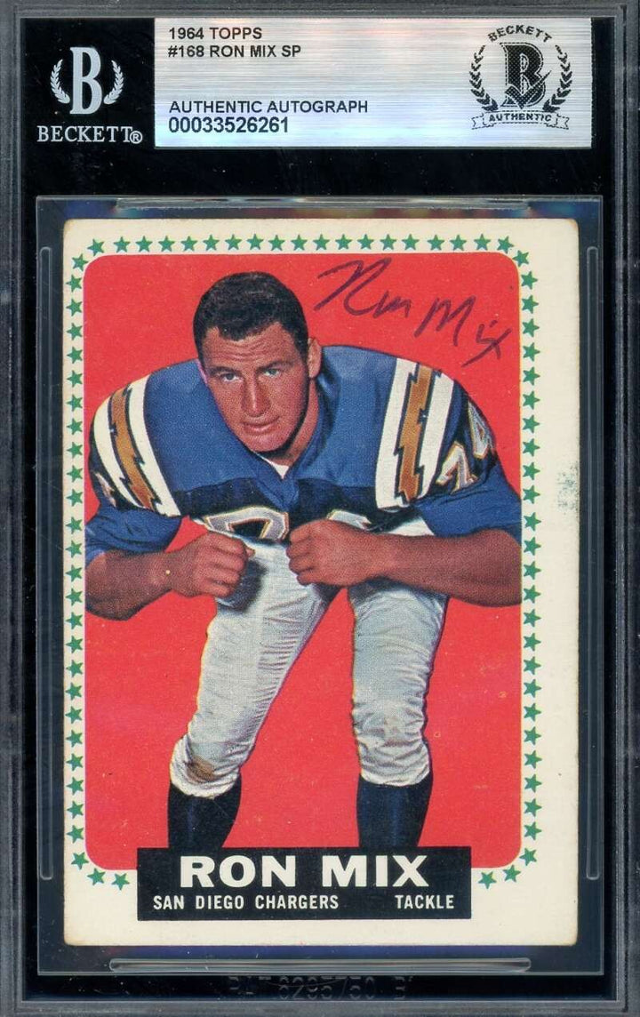 Ron Mix Beckett BAS Vintage Signed 1964 Topps Autograph