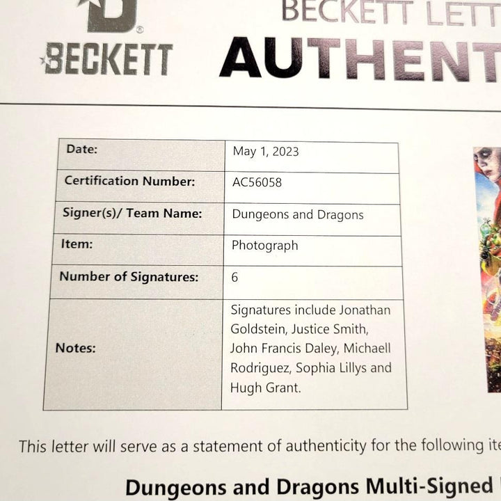 Dungeons & Dragons Cast (6) signed 11x17 photo Rodriguez Lillis +4 Beckett BAS