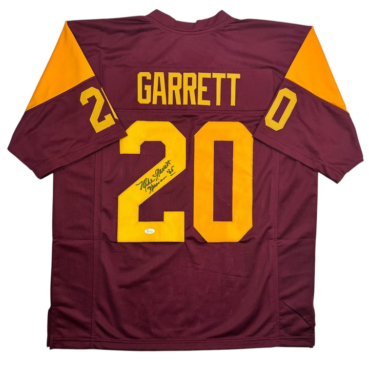 Autographed/Signed Mike Garrett HT 65 USC Red College Football Jersey JSA COA