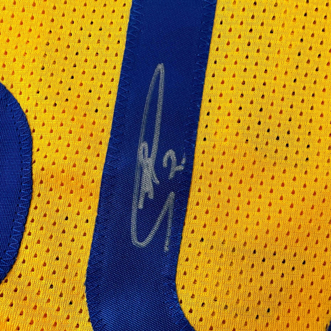 Autographed/Signed Stephen Steph Curry Golden State Yellow Jersey JSA COA