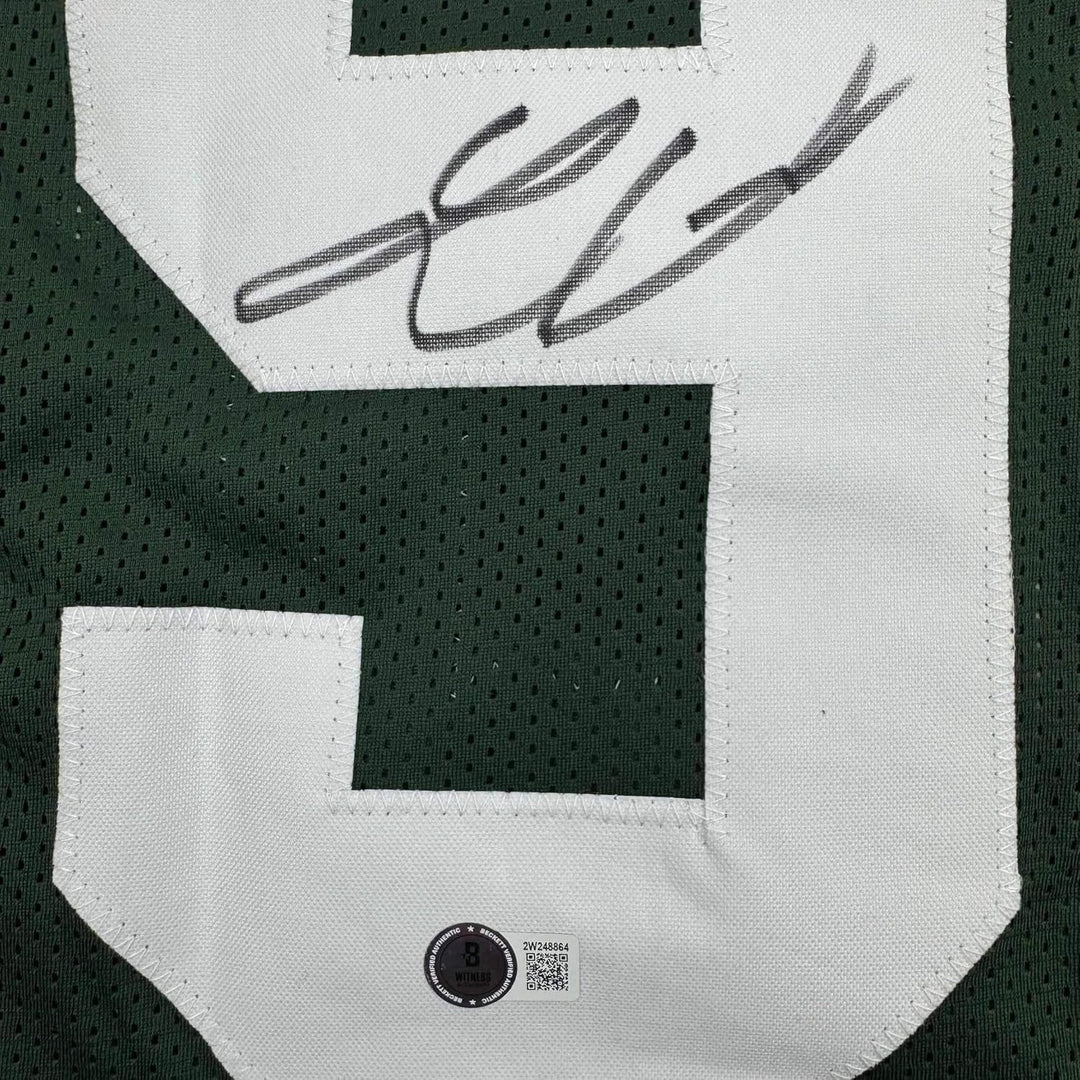 Framed Signed Lukas Van Ness 35x39 Green Bay Green Jersey BAS COA