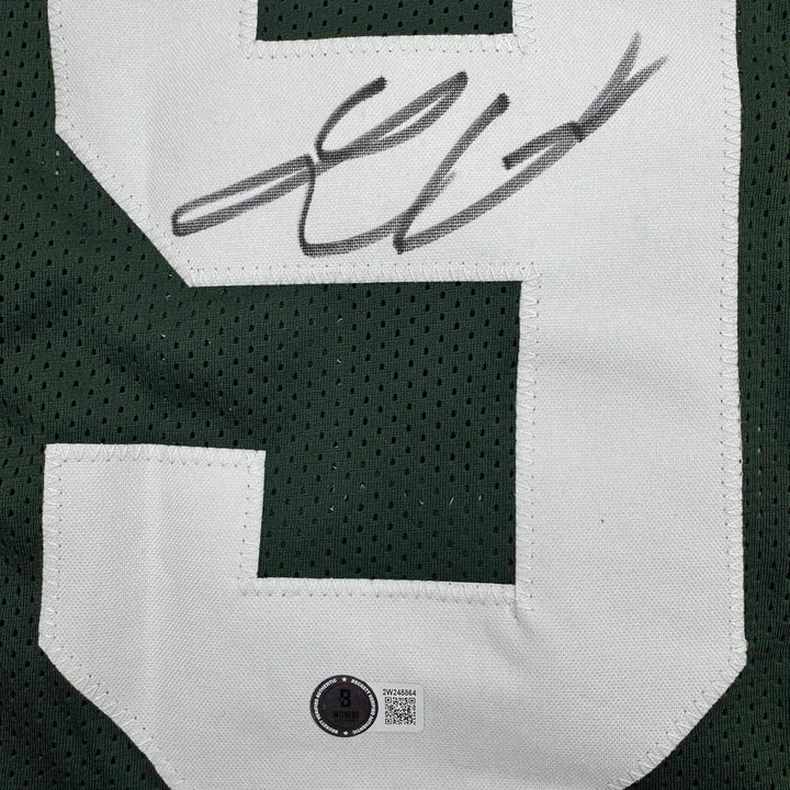 Framed Signed Lukas Van Ness 35x39 Green Bay Green Jersey BAS COA