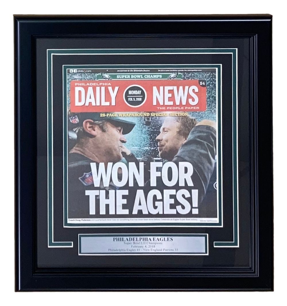 Super Bowl LII (52) Philadelphia Eagles Framed Champions Full Daily News