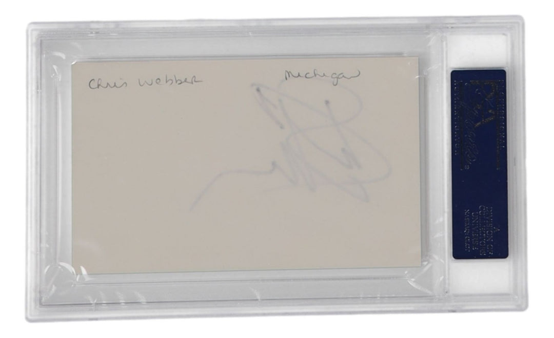 Chris Webber Signed Slabbed Index Card Michigan Wolverines PSA/DNA
