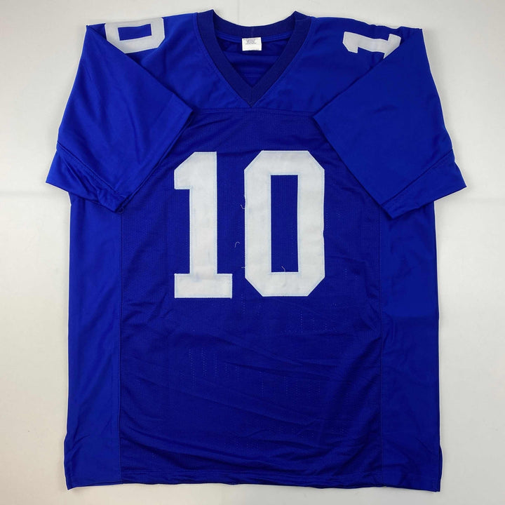 Facsimile Autographed Eli Manning New York Blue Reprint Jersey Size Men's XL