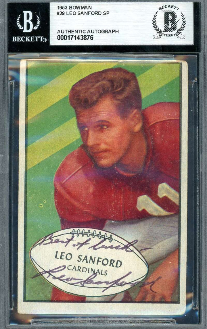 Leo Sanford Beckett BAS Signed 1953 Bowman Autograph