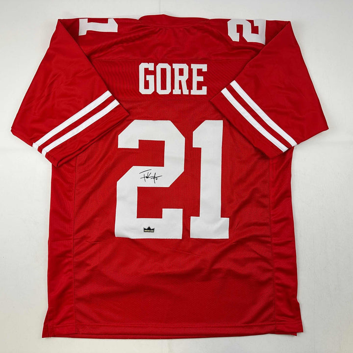 Facsimile Autographed Frank Gore San Francisco Red Reprint Jersey Size Men's XL