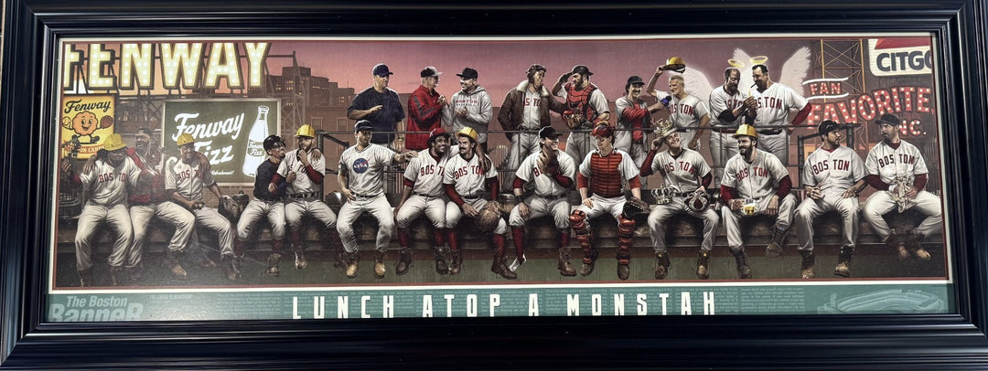 Boston Red Sox Framed Lunch Atop A Monstah 12x36 Lithograph Photo Ortiz Yaz Fisk