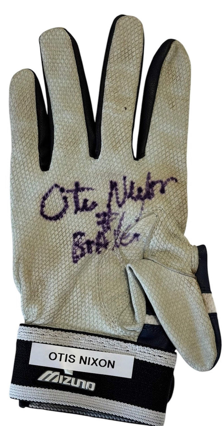 Otis Nixon Autographed Game Used Batting Glove (JSA)
