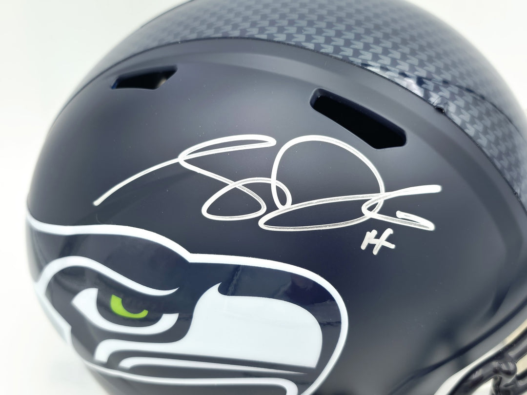 Sam Darnold Signed Seahawks Blue Full Size Speed Replica Helmet Beckett Witness