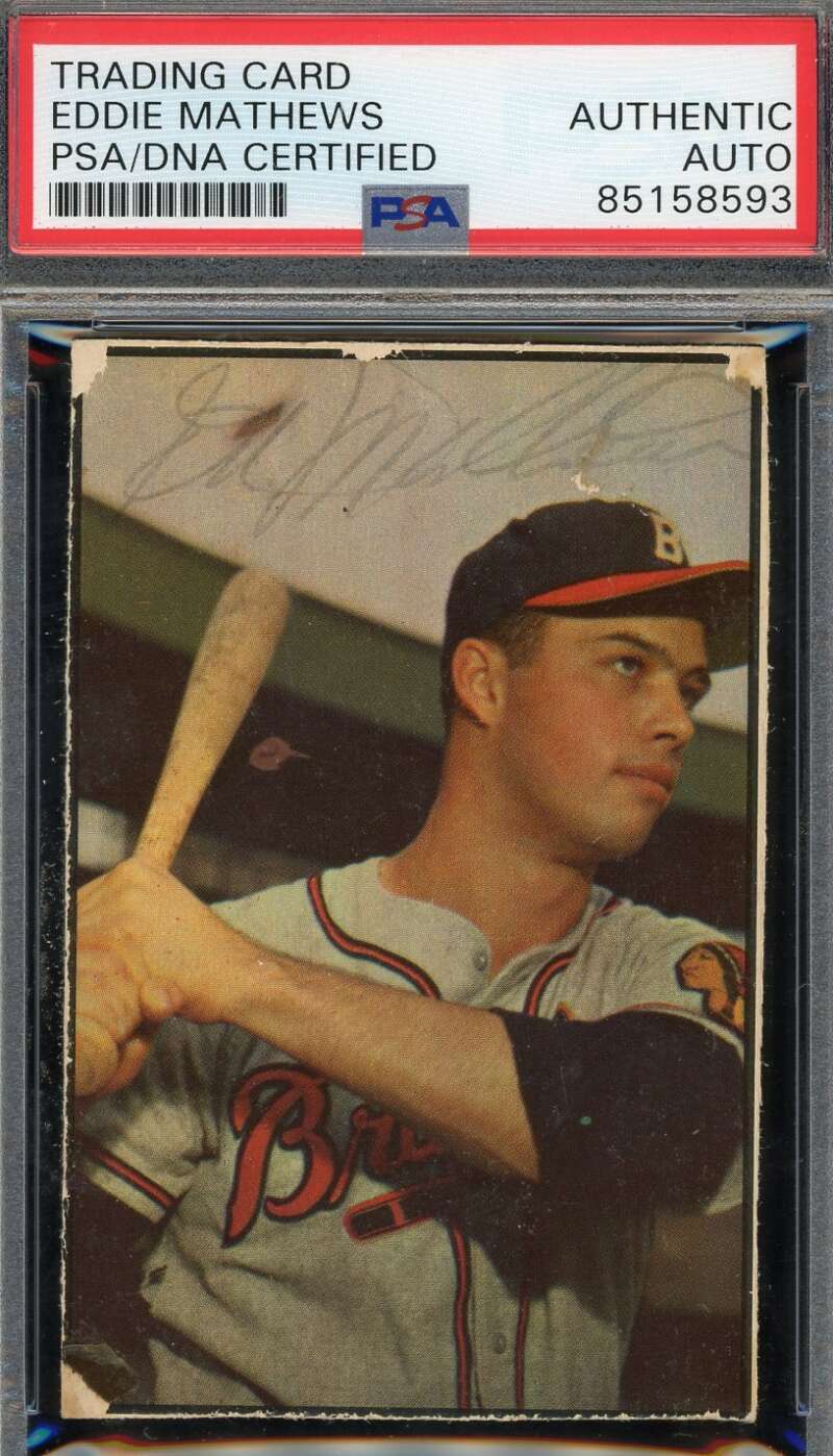 Eddie Mathews PSA DNA Coa Vintage Signed 1953 Bowman Autograph