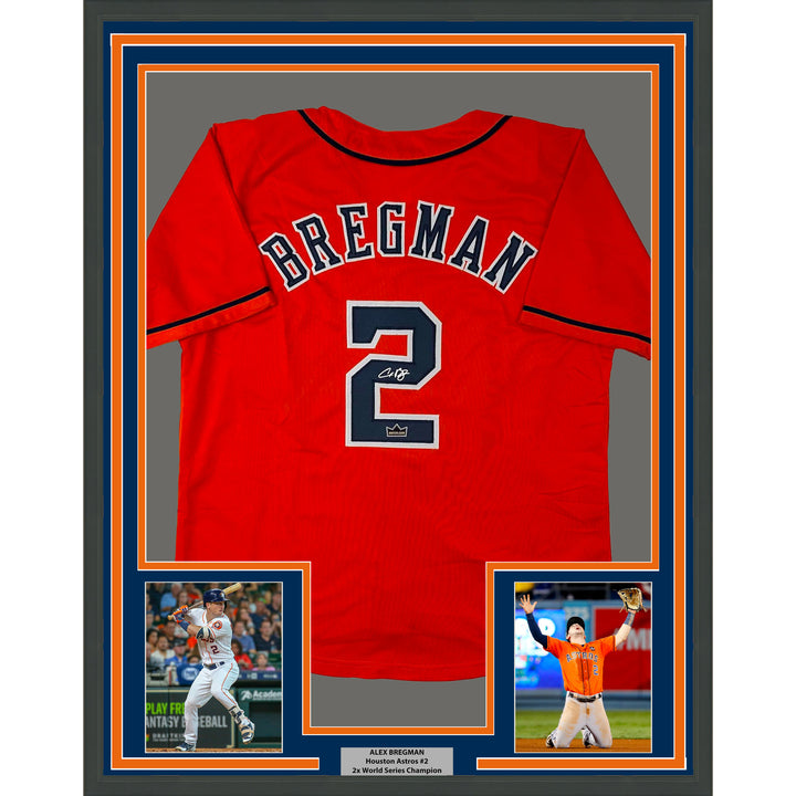 Framed Facsimile Autographed Alex Bregman 33x42 Orange Reprint Laser Auto Jersey