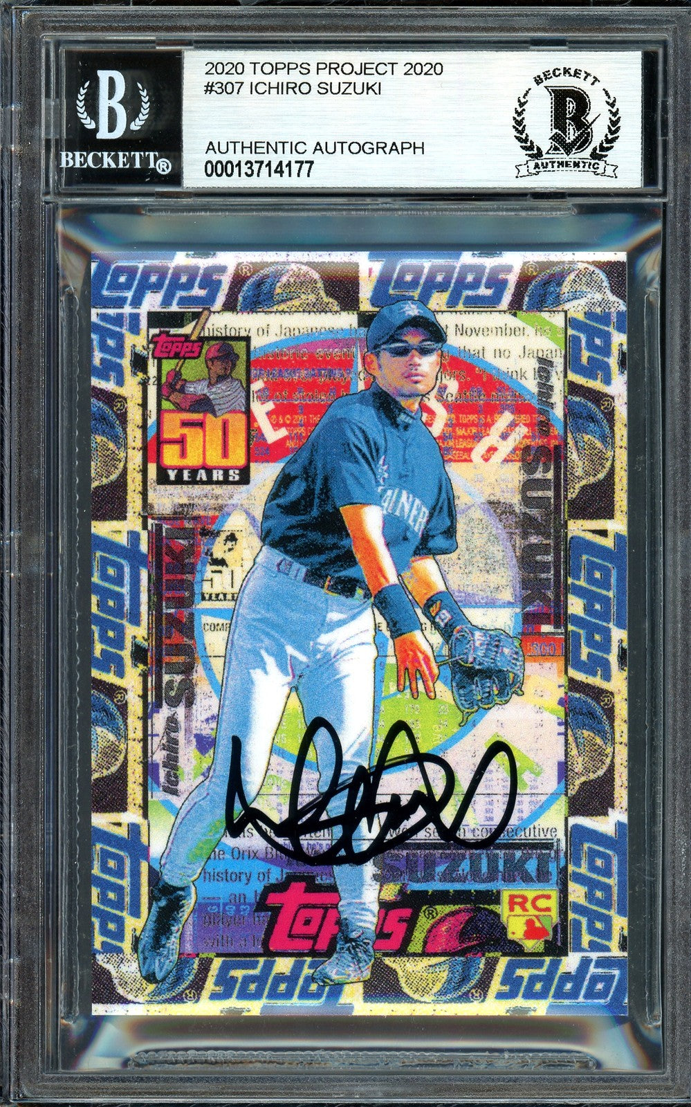 Ichiro Suzuki Signed Topps Project 2020 Tyson Beck Card 307 Black #4/10 Beckett