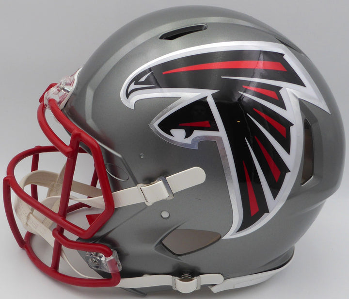 Kyle Pitts Signed Atlanta Falcons Flash Silver Full Size Helmet Beckett QR