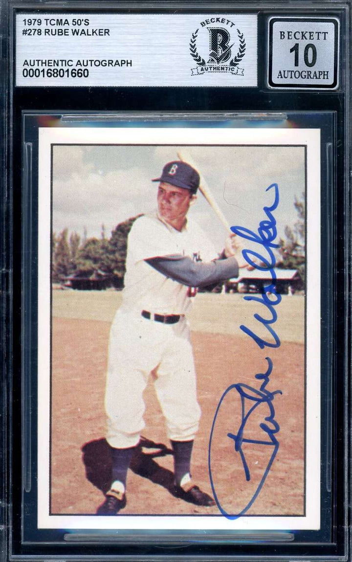 Rube Walker Gem Mint 10 Beckett BAS Signed 1979 TCMA Baseball History The 50s Au