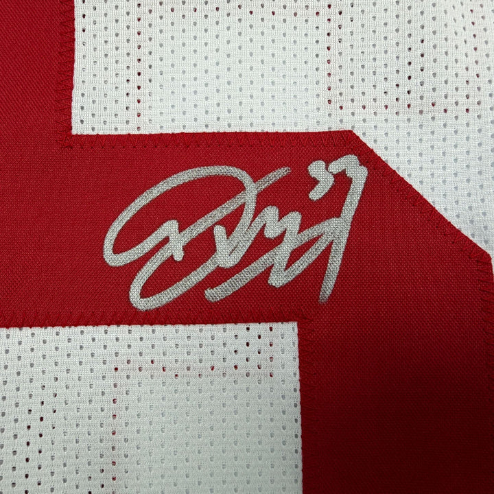 Autographed/Signed Darius Muasau New York White Football Jersey JSA COA