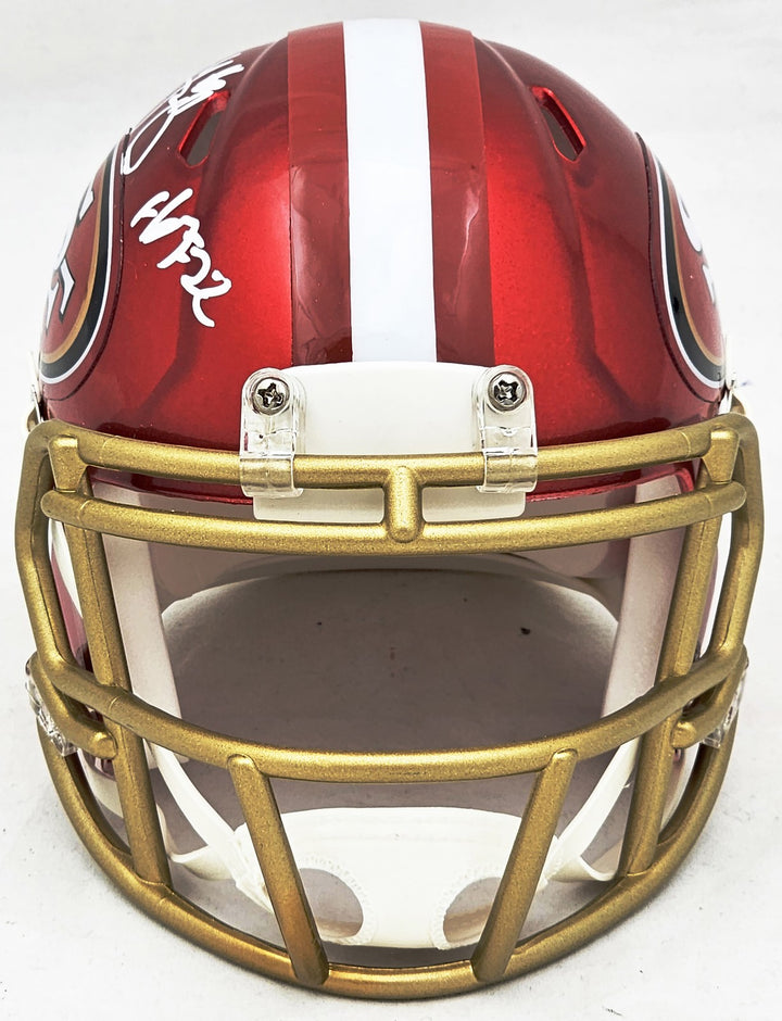 Bryant Young Auto Signed 49ers Flash Red Speed Mini Helmet "HOF 22" Beckett Wit