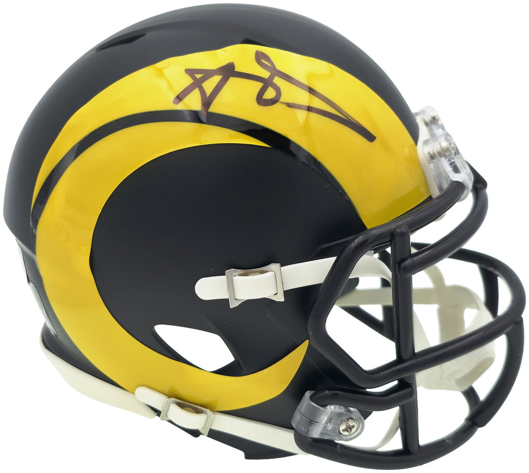 Aaron Donald Signed Rams Black Rivalries Speed Mini Helmet Beckett Witness
