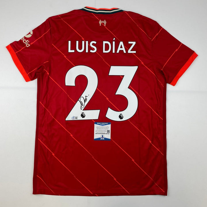 Autographed/Signed Luis Diaz Liverpool Red Jersey Beckett BAS COA Auto