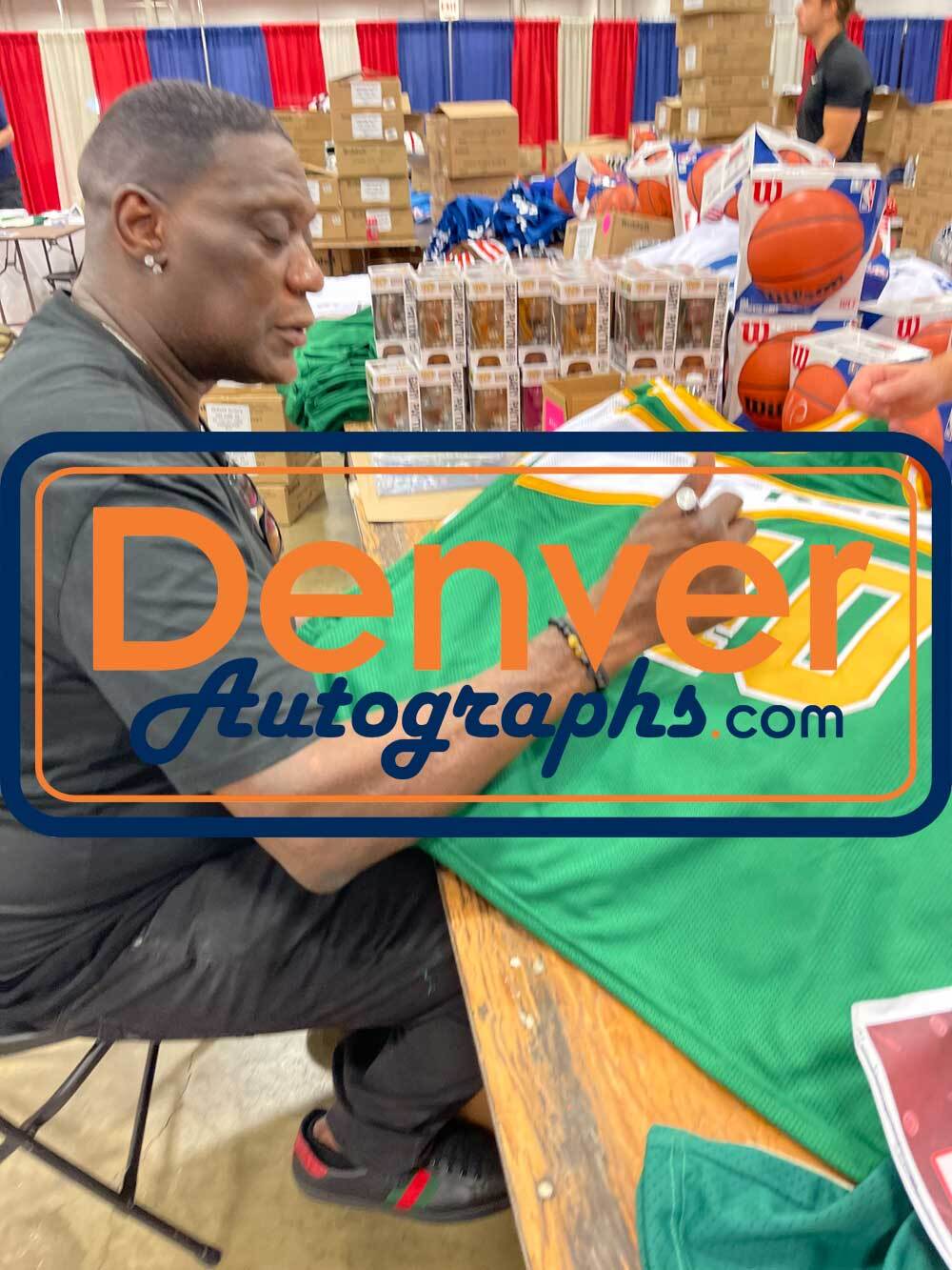 Shawn Kemp Autographed/Signed Pro Style Jersey Green Beckett 42558