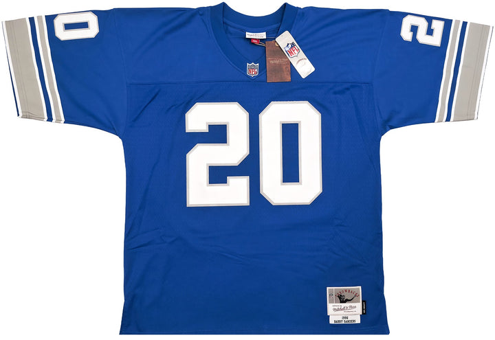Lions Barry Sanders Auto Blue M&N 1996 NFL Legacy Throwback Jersey 44 Beckett