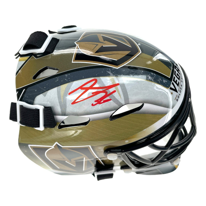 Logan Thompson Autographed Vegas Golden Knights Mini Goalie Mask COA IGM Helmet