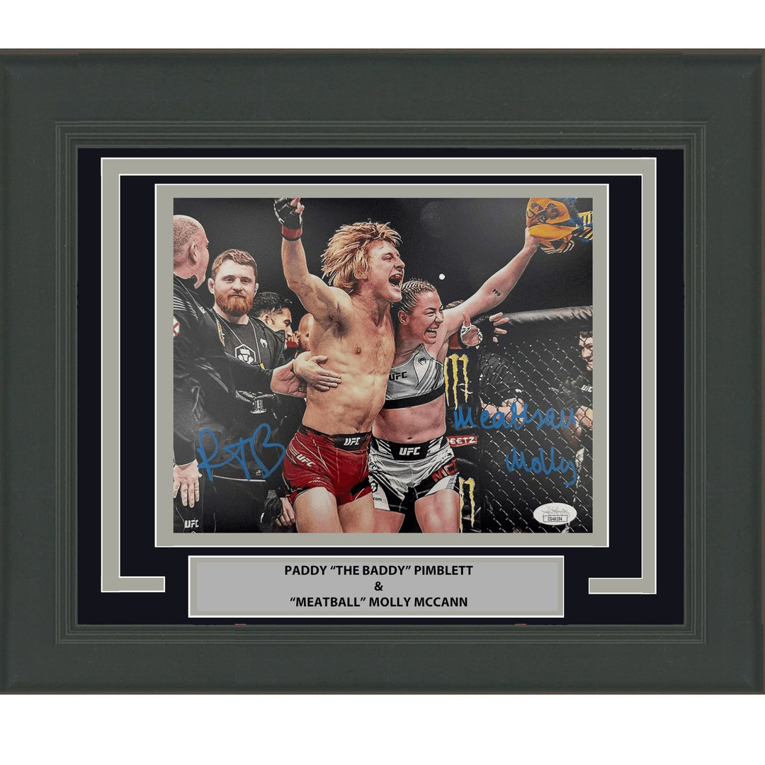 Framed Autographed Paddy Pimblett & Molly Meatball 8x10 Photo JSA COA