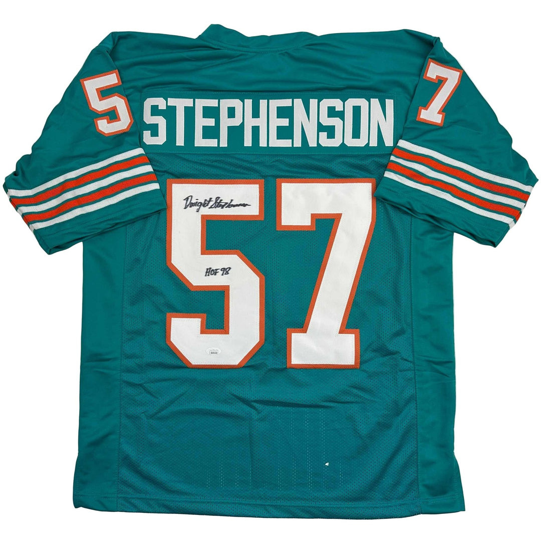 Autographed/Signed Dwight Stephenson HOF 98 Miami Teal Jersey JSA COA