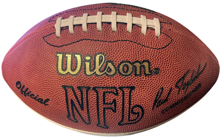 Joe Montana signed OFC Wilson NFL White Panel Leather Football Lt Sig- Beckett