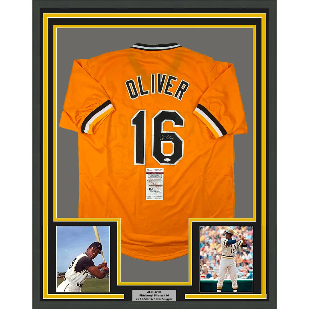 FRAMED Signed AL OLIVER 35x39 Pittsburgh Yellow Jersey JSA COA Auto