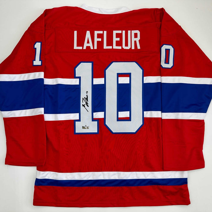 Facsimile Autographed Guy LaFleur Montreal Red Reprint Jersey Size Men's XL