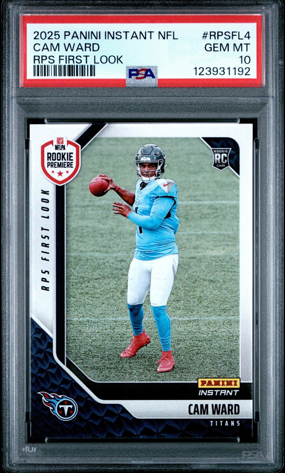 Graded 2025 Panini Cam Ward #RPSFL4 RPS First Look RC Football Card PSA 10