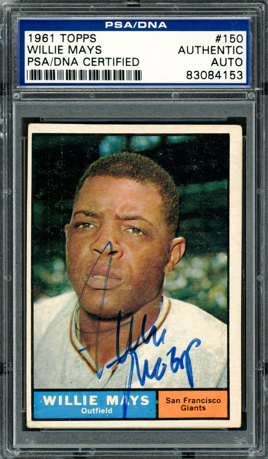 Willie Mays Signed 1961 Topps Card 150 San Francisco Giants PSA/DNA #83084153