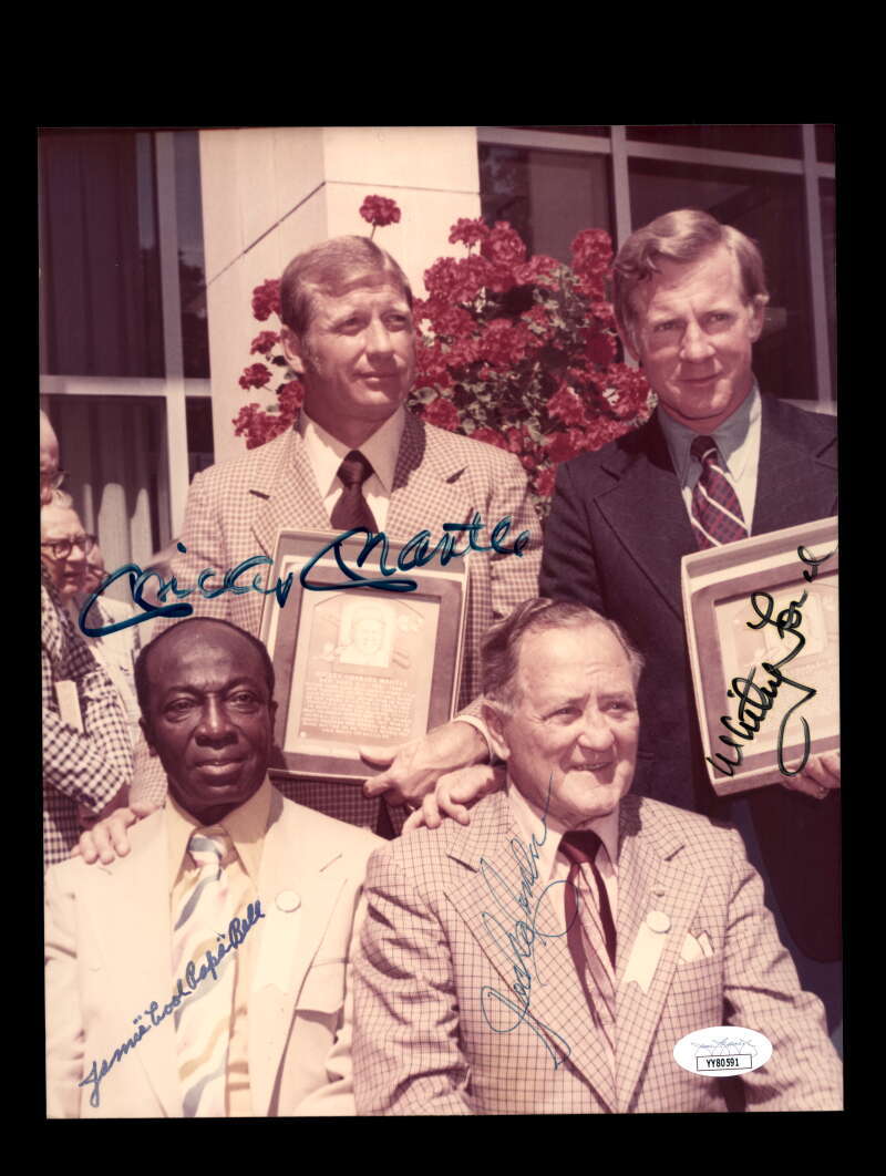 Mickey Mantle Whitey Ford Cool Papa Bell Conlan JSA Loa Signed  8x10 HOF Photo