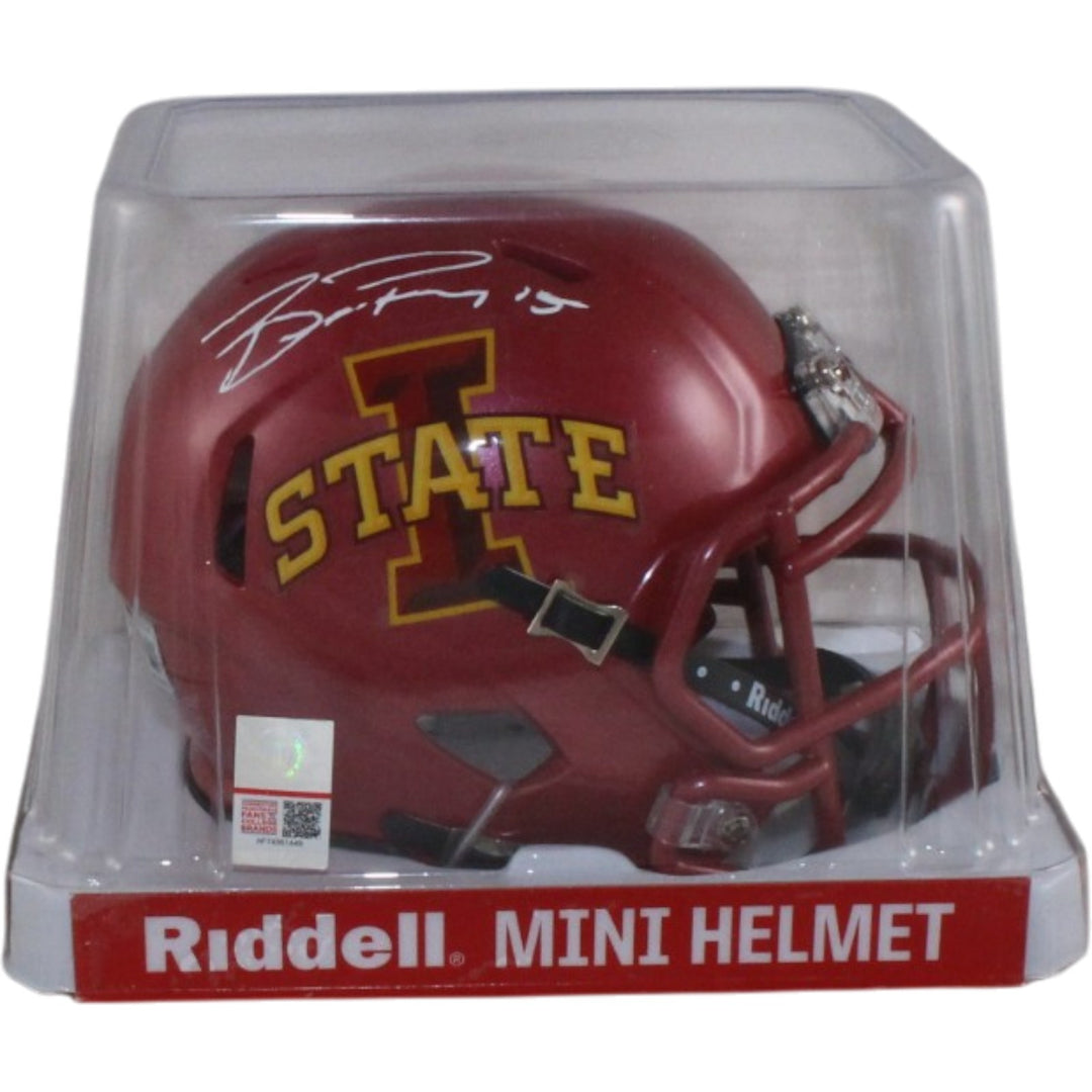 Brock Purdy Autographed Iowa State Cyclones Red Mini Helmet Beckett WIT 56915