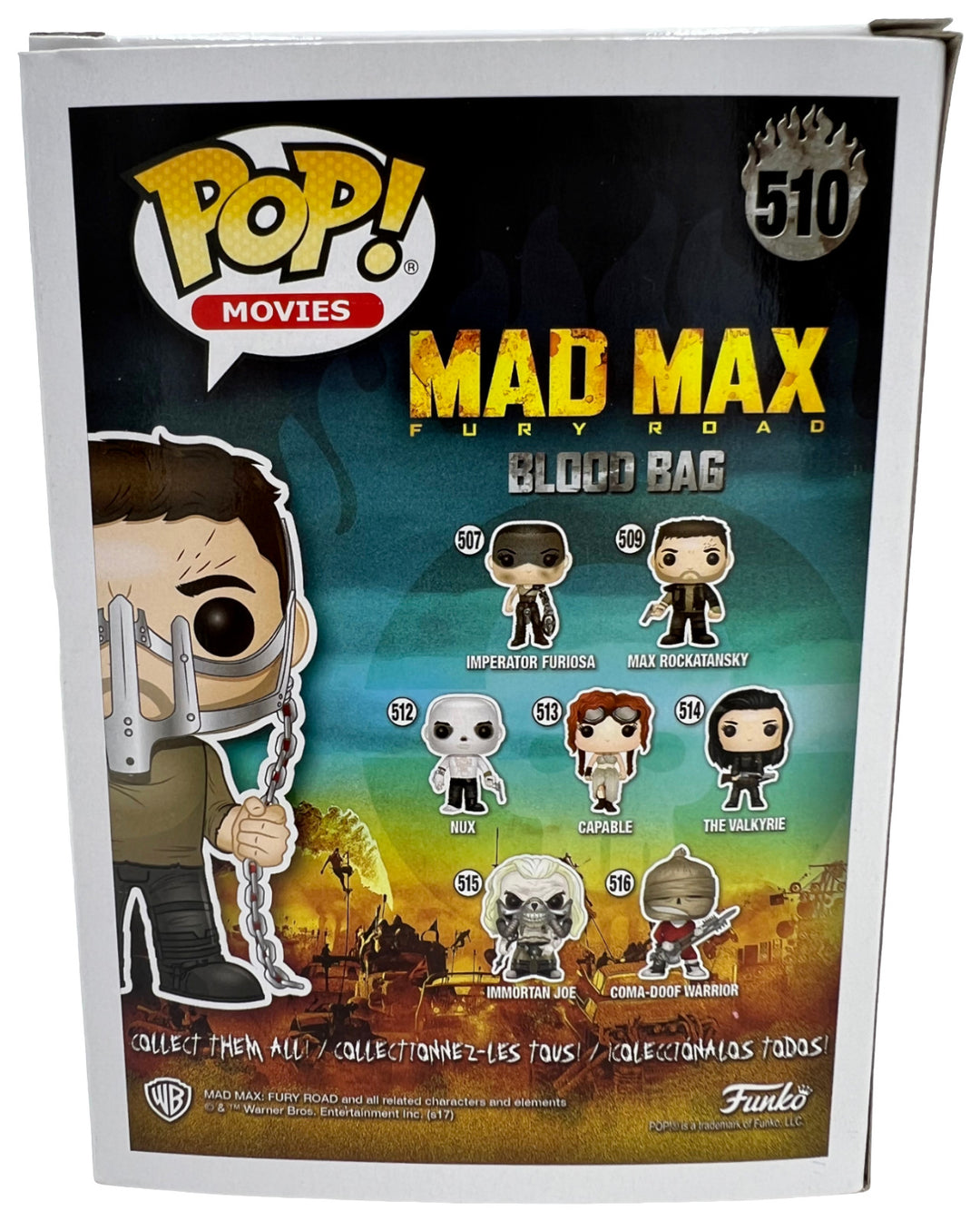 TOM HARDY SIGNED MAD MAX FURY ROAD BLOOD BAG FUNKO POP VINYL #510 JSA